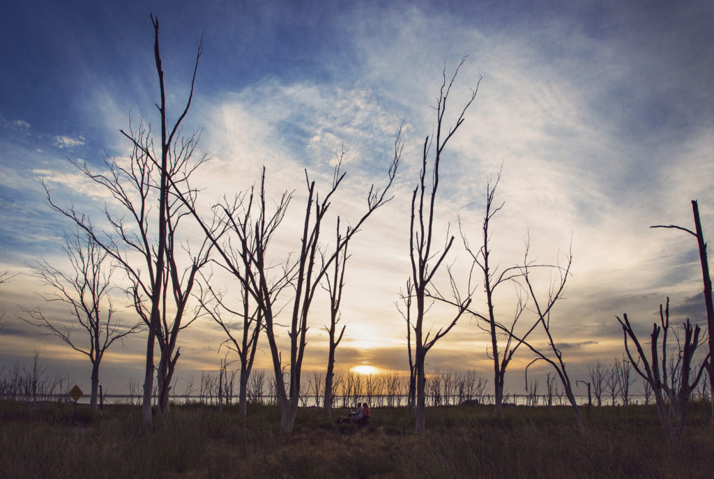 Villa Epecuen, Buenos Aires, Argentina, sunset, scooter, ride, trees, dead, dead trees, love, together, sky, town