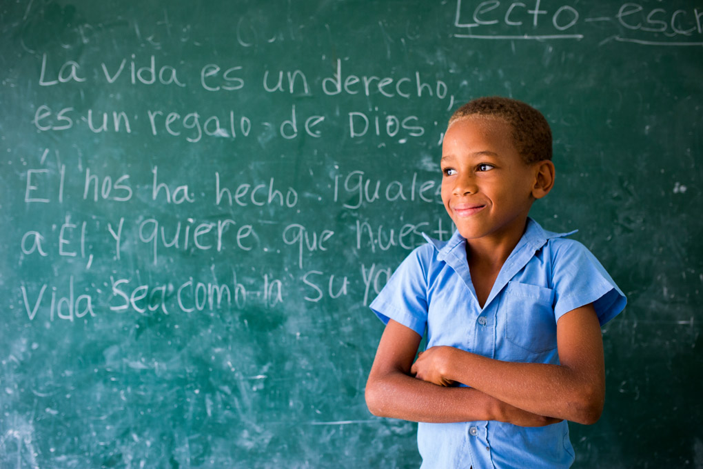 9 year old Luis attends public school at Samana in the Dominican Republic