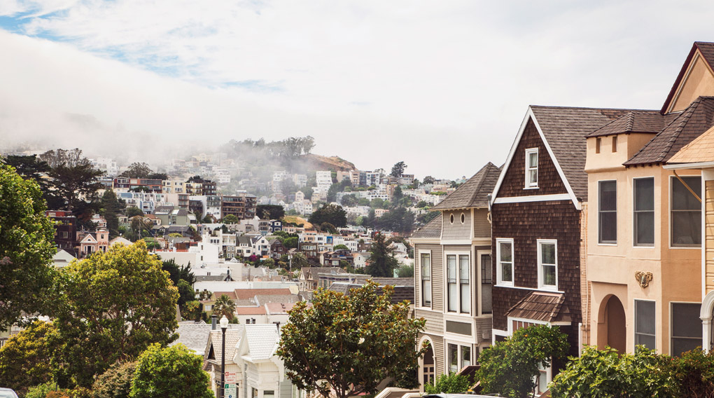 San Francisco, California, USA, fog, city, architecture, urban, landscape