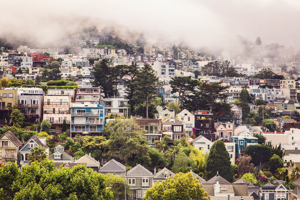San Francisco, California, USA, fog, buildings, city, Mercedes Noriega, Mercedes Noriega Photography, fog, city, street photography