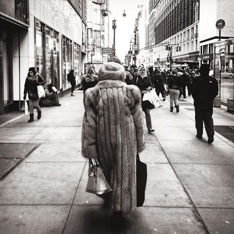 street photography, fur, coat, old, streets of new york city, shop, fox, Mercedes Noriega, Mercedes Noriega Photography